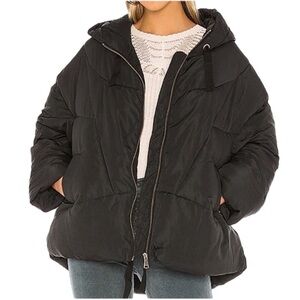 Free People Black Revolve Hailey Oversized Cape Puffer Coat